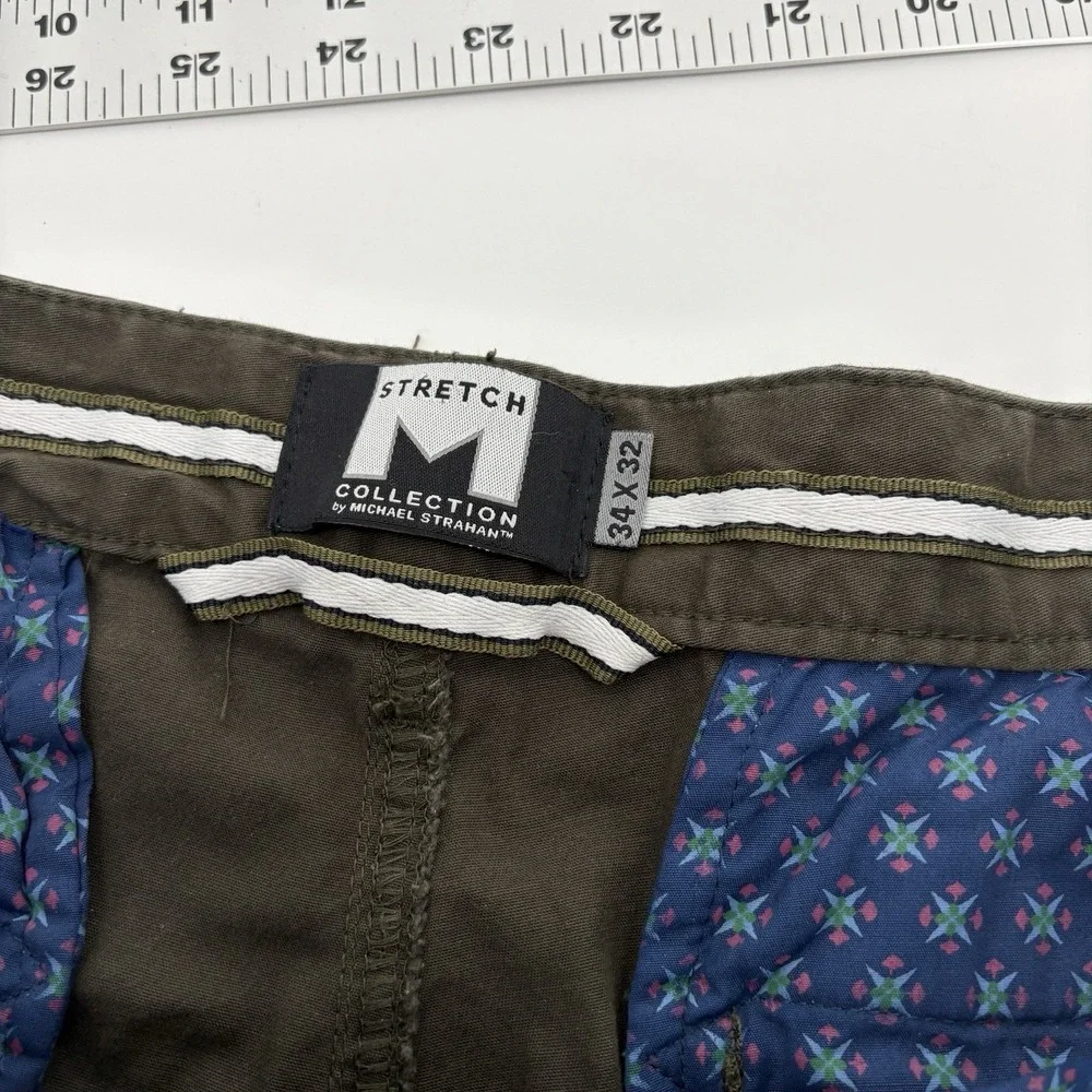 M Collection By Michael Strahan Olive‎ Green Straight Fit Chino Preppy Men 34x31